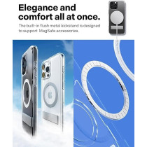 Caseology Capella Mag Kickstand For iPhone 16 Pro Max Case Cover MagSafe Compatible, Clear White Silver