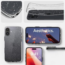 Spigen Liquid Crystal Glitter Designed For iPhone 16 Plus Case Cover, Crystal Quartz
