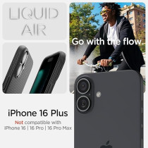 Spigen Liquid Air Designed For iPhone 16 Plus Case Cover, Matte Black