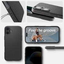 Spigen Liquid Air Designed For iPhone 16 Plus Case Cover, Matte Black