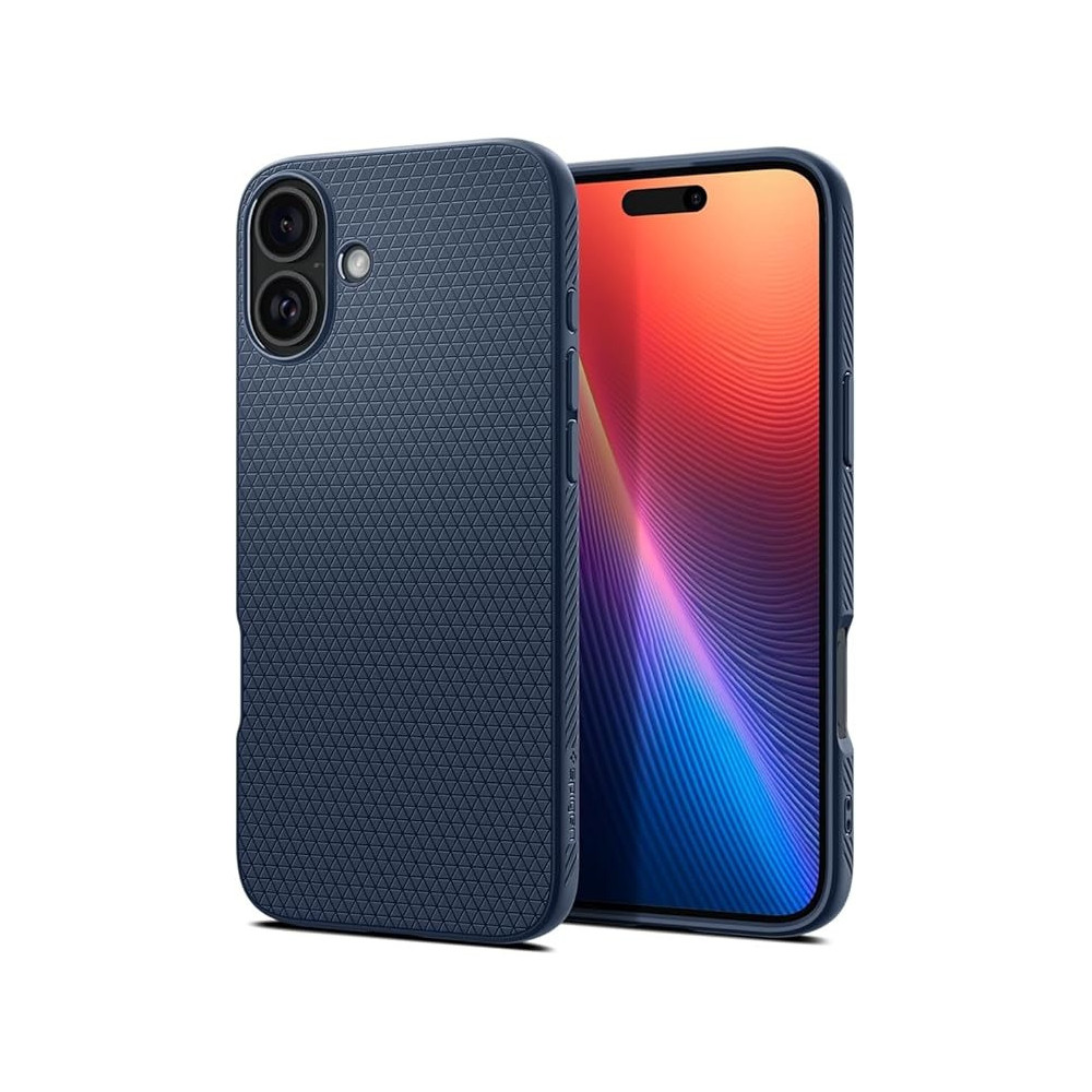 Spigen Liquid Air Designed For iPhone 16 Plus Case Cover, Navy Blue