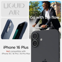 Spigen Liquid Air Designed For iPhone 16 Plus Case Cover, Navy Blue