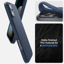 Spigen Liquid Air Designed For iPhone 16 Plus Case Cover, Navy Blue
