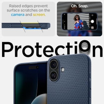 Spigen Liquid Air Designed For iPhone 16 Plus Case Cover, Navy Blue