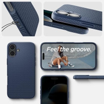 Spigen Liquid Air Designed For iPhone 16 Plus Case Cover, Navy Blue
