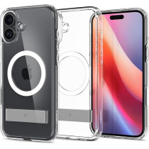 Spigen Ultra Hybrid S MagFit For iPhone 16 Plus Case Cover With Kickstand MagSafe Compatible, Crystal Clear