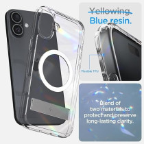 Spigen Ultra Hybrid S MagFit For iPhone 16 Plus Case Cover With Kickstand MagSafe Compatible, Crystal Clear