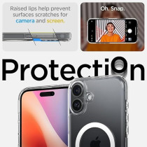Spigen Ultra Hybrid S MagFit For iPhone 16 Plus Case Cover With Kickstand MagSafe Compatible, Crystal Clear