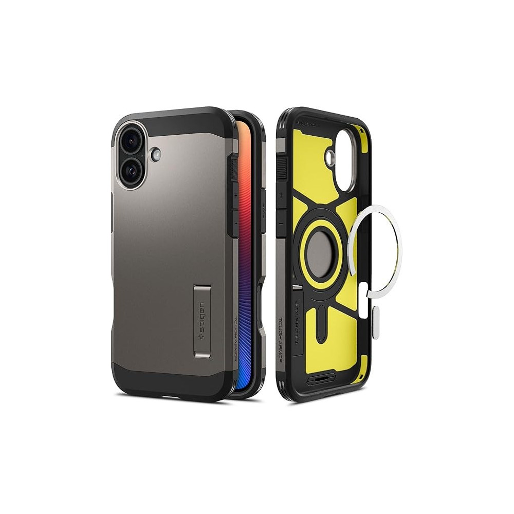 Spigen Tough Armor MagFit AI Designed For iPhone 16 Plus Case Cover MagSafe Compatible, Gunmetal