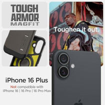 Spigen Tough Armor MagFit AI Designed For iPhone 16 Plus Case Cover MagSafe Compatible, Gunmetal