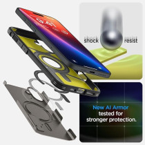 Spigen Tough Armor MagFit AI Designed For iPhone 16 Plus Case Cover MagSafe Compatible, Gunmetal