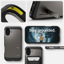 Spigen Tough Armor MagFit AI Designed For iPhone 16 Plus Case Cover MagSafe Compatible, Gunmetal