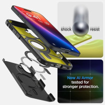 Spigen Tough Armor MagFit AI Designed For iPhone 16 Plus Case Cover MagSafe Compatible, Black