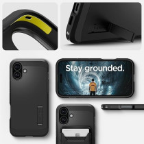 Spigen Tough Armor MagFit AI Designed For iPhone 16 Plus Case Cover MagSafe Compatible, Black