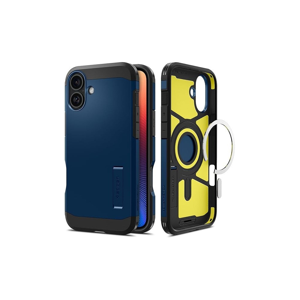Spigen Tough Armor MagFit AI Designed For iPhone 16 Plus Case Cover MagSafe Compatible, Navy Blue