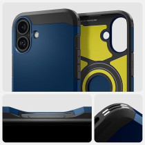 Spigen Tough Armor MagFit AI Designed For iPhone 16 Plus Case Cover MagSafe Compatible, Navy Blue