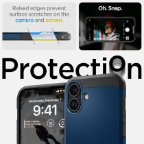 Spigen Tough Armor MagFit AI Designed For iPhone 16 Plus Case Cover MagSafe Compatible, Navy Blue