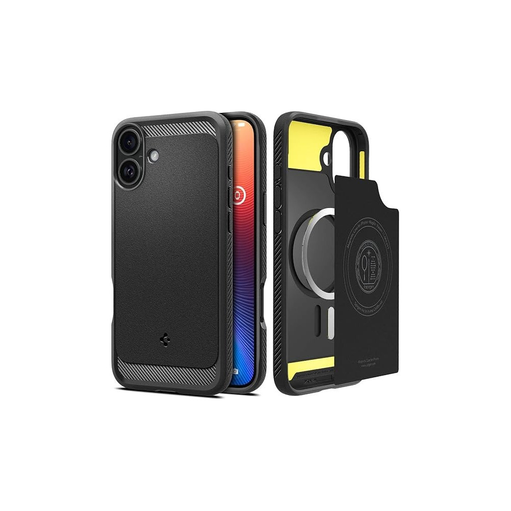 Spigen Rugged Armor MagFit For iPhone 16 Plus Case Cover MagSafe Compatible, Matte Black