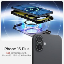 Spigen Slim Armor MagFit For iPhone 16 Plus Case Cover With Kickstand MagSafe Compatible, Gunmetal