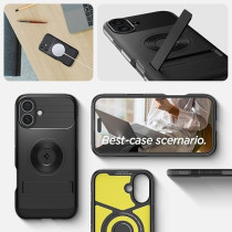 Spigen Slim Armor MagFit For iPhone 16 Plus Case Cover With Kickstand MagSafe Compatible, Black