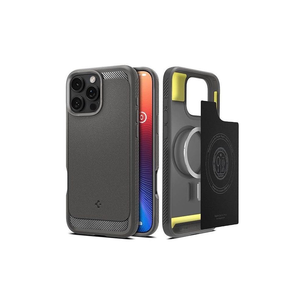 Spigen Rugged Armor MagFit For iPhone 16 Pro Case Cover MagSafe Compatible, Grey