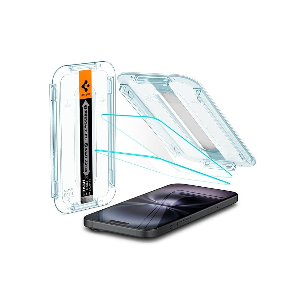 Spigen Glastr Ez Fit Designed For Iphone 16/Iphone 15 Screen Protector Premium Tempered Glass Case Friendly With Sensor Protection, 2 Pack