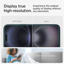 Spigen Glastr Ez Fit Designed For Iphone 16/Iphone 15 Screen Protector Premium Tempered Glass Case Friendly With Sensor Protection, 2 Pack