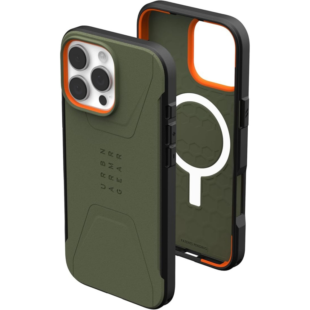Urban Armor Gear Uag Civilian For Iphone 16 Pro Max Case Cover 20 Feet Drop Tested Magsafe Compatible, Olive Drab