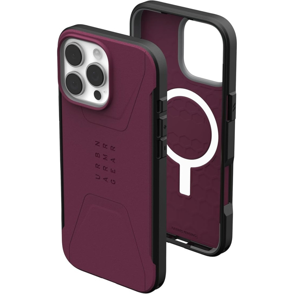 Urban Armor Gear Uag Civilian For Iphone 16 Pro Max Case Cover 20 Feet Drop Tested Magsafe Compatible, Bordeaux