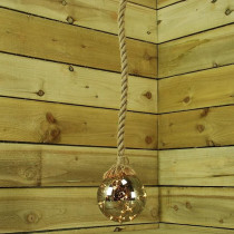 Lumineo Glass Globe Ball Light Decoration With Rope And 30 Warm White, 14cm