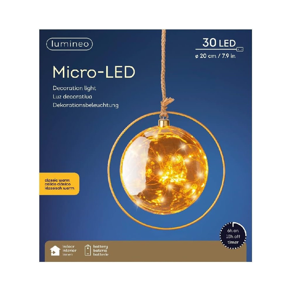 Lumineo 30 LED Micro LED Decoration Light, Classic Warm