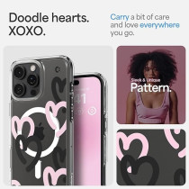 Spigen Ultra Hybrid MagFit Designed For iPhone 16 Pro Max Case Cover MagSafe Compatible, Hearts Black Pink