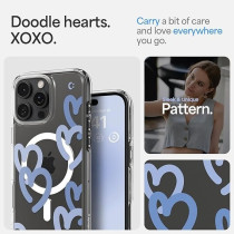 Spigen Ultra Hybrid MagFit Designed For iPhone 16 Pro Max Case Cover MagSafe Compatible, Hearts Denim