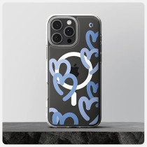 Spigen Ultra Hybrid MagFit Designed For iPhone 16 Pro Max Case Cover MagSafe Compatible, Hearts Denim