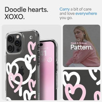 Spigen Ultra Hybrid MagFit Designed For iPhone 16 Pro Max Case Cover MagSafe Compatible, Hearts White Pink