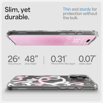 Spigen Ultra Hybrid MagFit Designed For iPhone 16 Pro Max Case Cover MagSafe Compatible, Hearts White Pink
