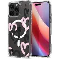 Spigen Ultra Hybrid MagFit Designed For iPhone 16 Pro Case Cover MagSafe Compatible, Hearts Black Pink