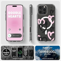 Spigen Ultra Hybrid MagFit Designed For iPhone 16 Pro Case Cover MagSafe Compatible, Hearts Black Pink