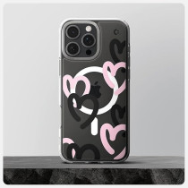 Spigen Ultra Hybrid MagFit Designed For iPhone 16 Pro Case Cover MagSafe Compatible, Hearts Black Pink