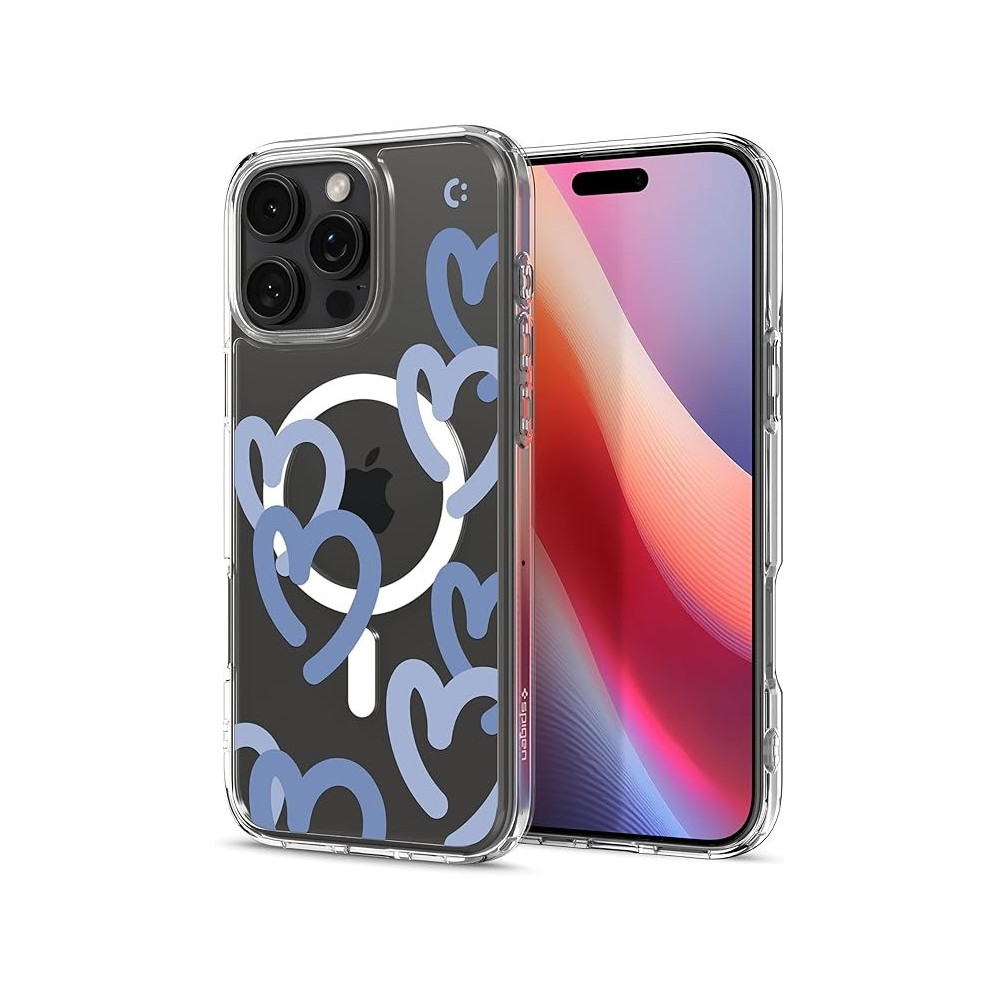 Spigen Ultra Hybrid MagFit Designed For iPhone 16 Pro Case Cover MagSafe Compatible, Hearts Denim