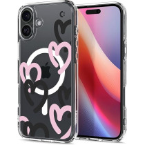 Spigen Ultra Hybrid MagFit Designed For iPhone 16 Case Cover MagSafe Compatible, Hearts Black Pink