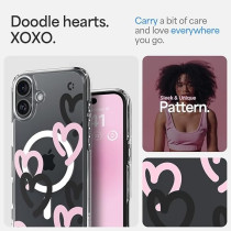 Spigen Ultra Hybrid MagFit Designed For iPhone 16 Case Cover MagSafe Compatible, Hearts Black Pink