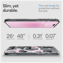 Spigen Ultra Hybrid MagFit Designed For iPhone 16 Case Cover MagSafe Compatible, Hearts Black Pink