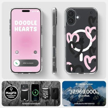 Spigen Ultra Hybrid MagFit Designed For iPhone 16 Case Cover MagSafe Compatible, Hearts Black Pink