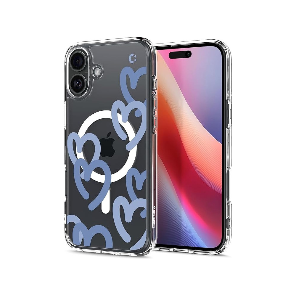 Spigen Ultra Hybrid MagFit Designed For iPhone 16 Case Cover MagSafe Compatible, Hearts Denim