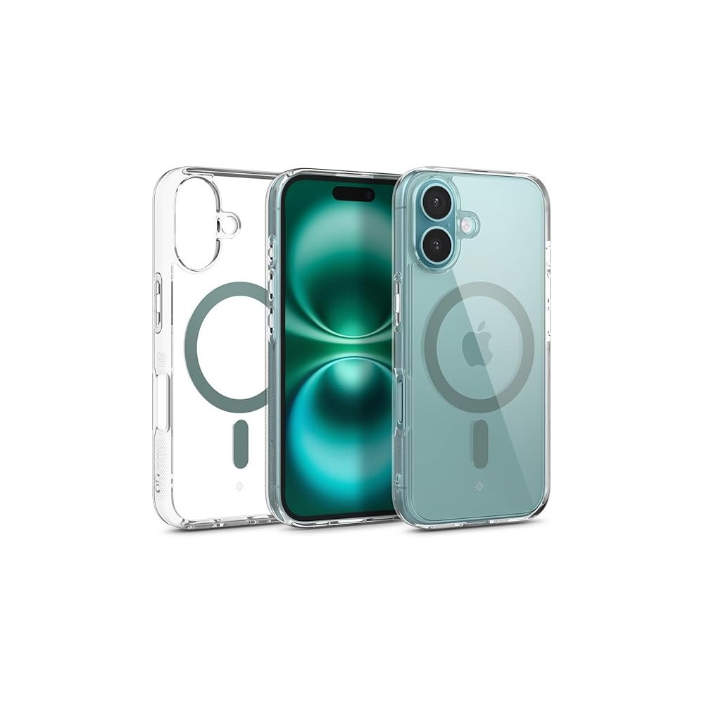 Caseology Capella Mag For iPhone 16 Case Cover MagSafe Compatible, Clear Desert Green