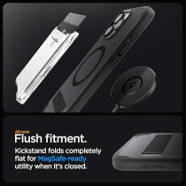 Spigen Ultra Hybrid S MagFit For iPhone 16 Pro Max Case Cover With Kickstand MagSafe Compatible, Frost Black