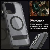 Spigen Ultra Hybrid S MagFit For iPhone 16 Pro Max Case Cover With Kickstand MagSafe Compatible, Frost Black