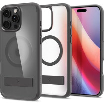 Spigen Ultra Hybrid S MagFit For iPhone 16 Pro Max Case Cover With Kickstand MagSafe Compatible, Frost Grey