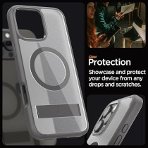 Spigen Ultra Hybrid S MagFit For iPhone 16 Pro Max Case Cover With Kickstand MagSafe Compatible, Frost Grey